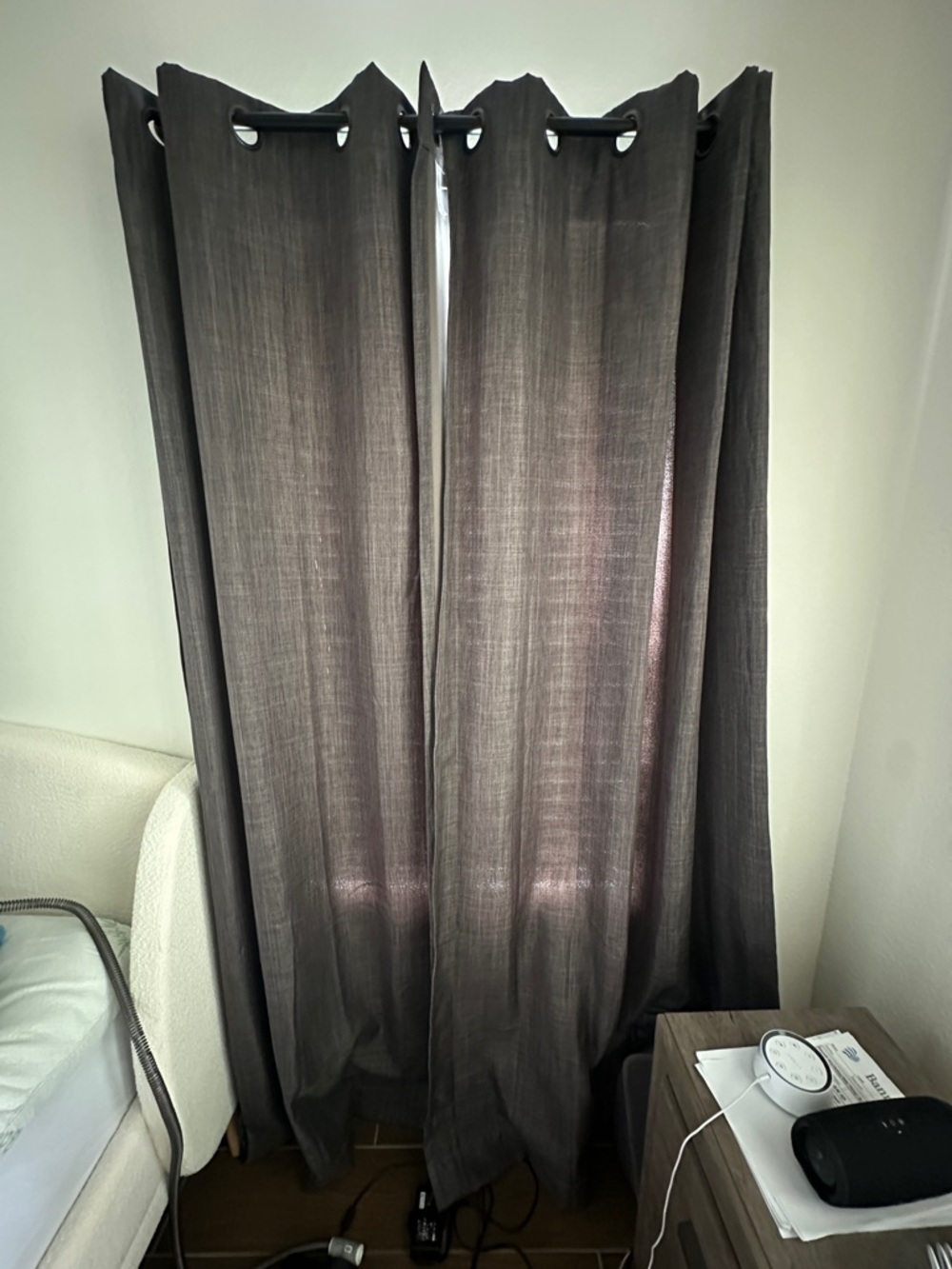 Dark Gray Grommet-Top Window Curtain Panel - Unbranded